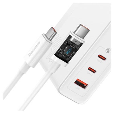 Зарядний Пристрій Baseus GaN5 Pro 140W 2 x Type-C + USB + Кабель Type-C - Type-C (CCGP100202) white