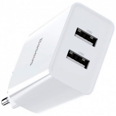 Зарядний Пристрій Baseus Speed Mini Dual U Charger 10.5W (CCFS-R02) White (с) Зарядний Пристрій Baseus Speed Mini Dual U Charger 10.5W (CCFS-R02) White (с)