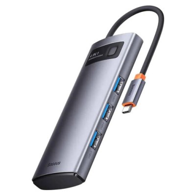 USB-Хаб Baseus Metal Gleam Series 4-in-1 (4xUSB3.0) (WKWG070013) Gray