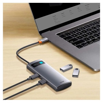 USB-Хаб Baseus Metal Gleam Series 4-in-1 (4xUSB3.0) (WKWG070013) Gray