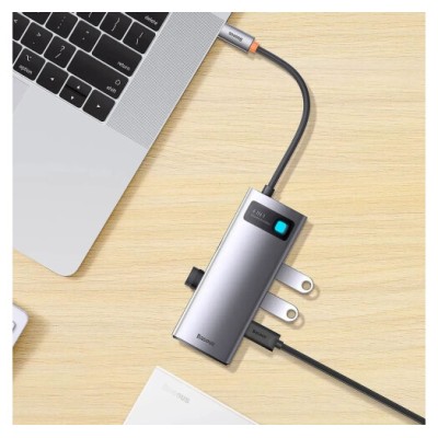 USB-Хаб Baseus Metal Gleam Series 4-in-1 (4xUSB3.0) (WKWG070013) Gray