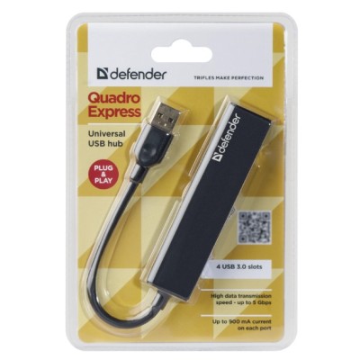 Комп.Аксесуари DEFENDER (83204)Хаб,Quadro Express USB3.0, Комп.Аксесуари DEFENDER (83204)Хаб,Quadro Express USB3.0,