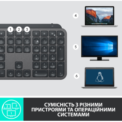 Клавіатура LOGITECH MX Master Keys for Business-GRAPHITE-US Клавіатура LOGITECH MX Master Keys for Business-GRAPHITE-US