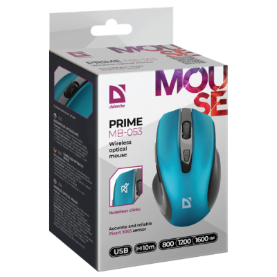Миша DEFENDER (52054) Prime MB-053, 6D, 800-1600dpi, TURQUOISE, wireless, silent Миша DEFENDER (52054) Prime MB-053, 6D, 800-1600dpi, TURQUOISE, wireless, silent