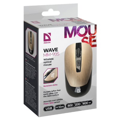 Миша DEFENDER (52992) Wave MM-995, 4D, 800-1600dpi, BRONZE, wireless, silent Миша DEFENDER (52992) Wave MM-995, 4D, 800-1600dpi, BRONZE, wireless, silent