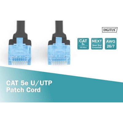 Патч-корд CAT 5e U-UTP, ПВХ AWG 26/7, довжина 0,5 м, чорний DK-1512-005/BL DIGITUS by ASSMANN Патч-корд CAT 5e U-UTP, ПВХ AWG 26/7, довжина 0,5 м, чорний DK-1512-005/BL DIGITUS by ASSMANN