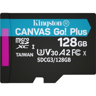 Картка пам*ятi microSDXC 128Gb Kingston Canvas UHS-I/U3 Class 10 Go! Plus R170/W90MB/s + SD-адаптер (SDCG3/128GB) Картка пам*ятi microSDXC 128Gb Kingston Canvas UHS-I/U3 Class 10 Go! Plus R170/W90MB/s + SD-адаптер (SDCG3/128GB)