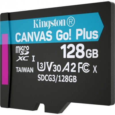 Картка пам*ятi microSDXC 128Gb Kingston Canvas UHS-I/U3 Class 10 Go! Plus R170/W90MB/s + SD-адаптер (SDCG3/128GB) Картка пам*ятi microSDXC 128Gb Kingston Canvas UHS-I/U3 Class 10 Go! Plus R170/W90MB/s + SD-адаптер (SDCG3/128GB)