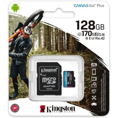 Картка пам*ятi microSDXC 128Gb Kingston Canvas UHS-I/U3 Class 10 Go! Plus R170/W90MB/s + SD-адаптер (SDCG3/128GB) Картка пам*ятi microSDXC 128Gb Kingston Canvas UHS-I/U3 Class 10 Go! Plus R170/W90MB/s + SD-адаптер (SDCG3/128GB)