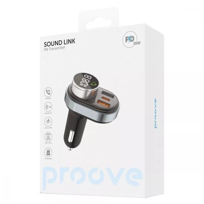 АЗП Proove FM Launcher Sound Link 30W (PD+QC3.0) Type-C+USB (FMSL30110001) Black