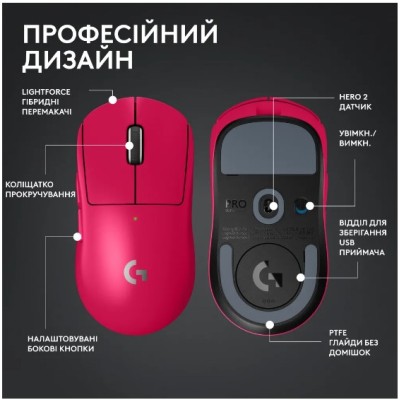 Миша LOGITECH G PRO X SUPERLIGHT 2 LIGHTSPEED Gaming, Magenta (910-006797) Миша LOGITECH G PRO X SUPERLIGHT 2 LIGHTSPEED Gaming, Magenta (910-006797)