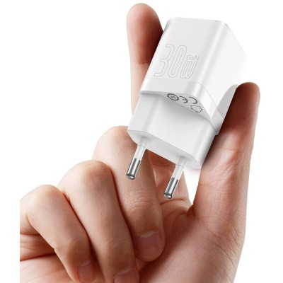 Зарядний Пристрій Baseus GaN3 Fast Charger 30W (CCGN010102) (1 Type-C) White