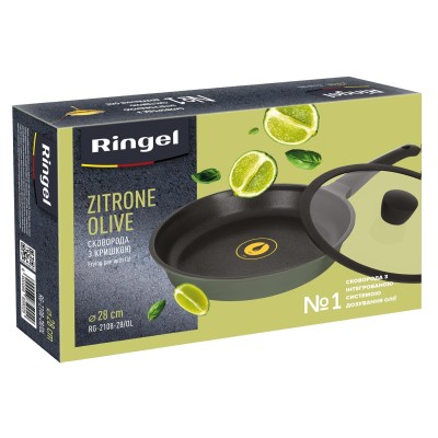Сковорода RINGEL Zitrone Olive 28см з кришкою (RG-2108-28/OL)
