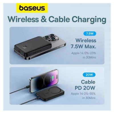 Зовнішній MagSafe Акумулятор Baseus 5000mAh 20W Mini (P10022107113-00) Black Зовнішній MagSafe Акумулятор Baseus 5000mAh 20W Mini (P10022107113-00) Black