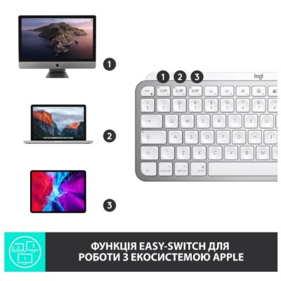 Клавіатура LOGITECH MX Keys Mini For Mac Wireless Illuminated Pale Grey