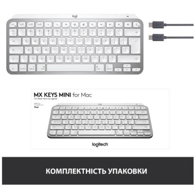 Клавіатура LOGITECH MX Keys Mini For Mac Wireless Illuminated Pale Grey