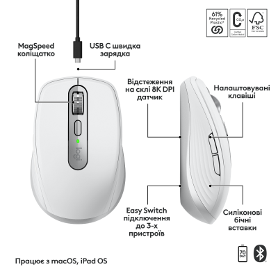 Миша LOGITECH MX Anywhere 3S for Mac, Pale Grey (910-006946) Миша LOGITECH MX Anywhere 3S for Mac, Pale Grey (910-006946)