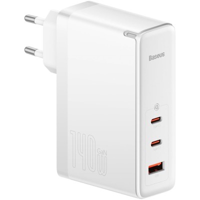Зарядний Пристрій Baseus GaN5 Pro 140W 2 x Type-C + USB + Кабель Type-C - Type-C (CCGP100202) white