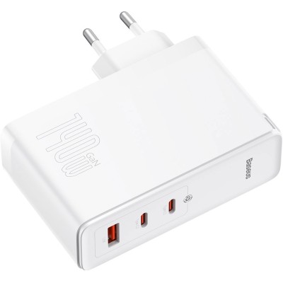Зарядний Пристрій Baseus GaN5 Pro 140W 2 x Type-C + USB + Кабель Type-C - Type-C (CCGP100202) white