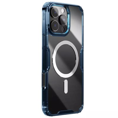TPU чохол Nillkin Nature Pro Magnetic для Apple iPhone 16 Pro (6.3") Синій (прозорий) TPU чохол Nillkin Nature Pro Magnetic для Apple iPhone 16 Pro (6.3") Синій (прозорий)