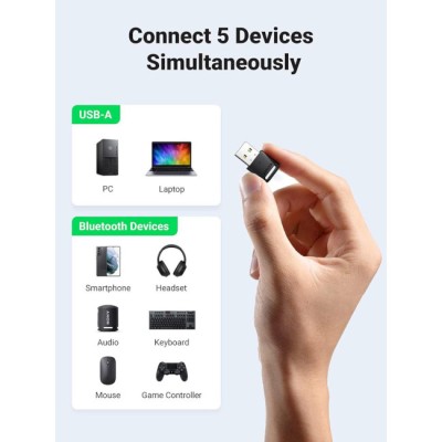 USB-адаптер UGREEN CM390 Bluetooth 5.0 Black (80890) USB-адаптер UGREEN CM390 Bluetooth 5.0 Black (80890)