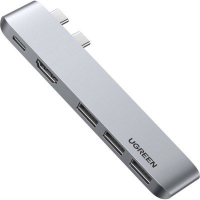 USB-хаб UGREEN CM251 5-in-2 Dual USB Type-C To 3x USB 3.0 + HDMI + USB Type-C Multifunction Adapter Space Gray (60559) USB-хаб UGREEN CM251 5-in-2 Dual USB Type-C To 3x USB 3.0 + HDMI + USB Type-C Multifunction Adapter Space Gray (60559)