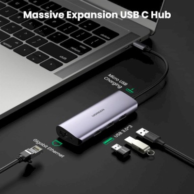 USB-хаб UGREEN CM252 USB Type-C To 3xUSB 3.0 HUB + Gigabit Converter Gray (60718) USB-хаб UGREEN CM252 USB Type-C To 3xUSB 3.0 HUB + Gigabit Converter Gray (60718)