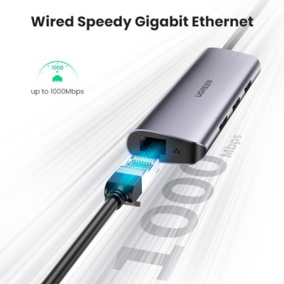 USB-хаб UGREEN CM252 USB Type-C To 3xUSB 3.0 HUB + Gigabit Converter Gray (60718) USB-хаб UGREEN CM252 USB Type-C To 3xUSB 3.0 HUB + Gigabit Converter Gray (60718)