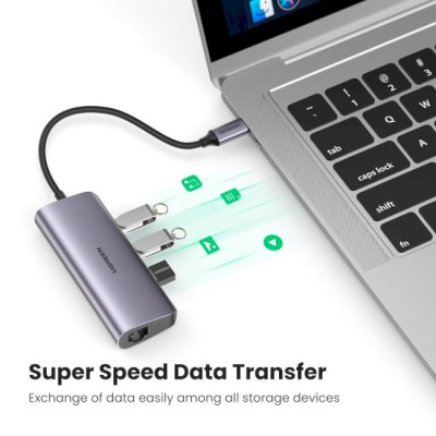 USB-хаб UGREEN CM252 USB Type-C To 3xUSB 3.0 HUB + Gigabit Converter Gray (60718) USB-хаб UGREEN CM252 USB Type-C To 3xUSB 3.0 HUB + Gigabit Converter Gray (60718)