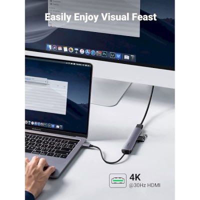 USB-хаб UGREEN CM417 USB-C To 4xUSB 3.0+HDMI Adapter Space Gray (20197) USB-хаб UGREEN CM417 USB-C To 4xUSB 3.0+HDMI Adapter Space Gray (20197)