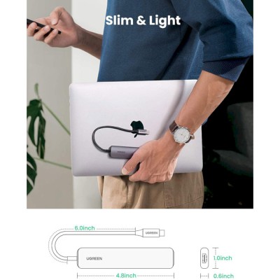 USB-хаб UGREEN CM417 USB-C To 4xUSB 3.0+HDMI Adapter Space Gray (20197) USB-хаб UGREEN CM417 USB-C To 4xUSB 3.0+HDMI Adapter Space Gray (20197)