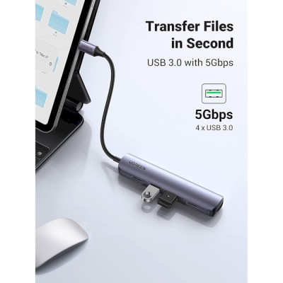 USB-хаб UGREEN CM417 USB-C To 4xUSB 3.0+HDMI Adapter Space Gray (20197) USB-хаб UGREEN CM417 USB-C To 4xUSB 3.0+HDMI Adapter Space Gray (20197)
