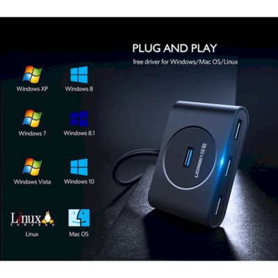USB-хаб UGREEN CR113 USB 3.0 With USB Type-C Plug 4 Ports HUB 1m Black (40850) USB-хаб UGREEN CR113 USB 3.0 With USB Type-C Plug 4 Ports HUB 1m Black (40850)