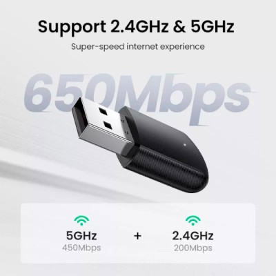 WiFi-адаптер UGREEN CM448 AC650 11ac Dual-Band Wireless USB Adapter Black (20204) WiFi-адаптер UGREEN CM448 AC650 11ac Dual-Band Wireless USB Adapter Black (20204)