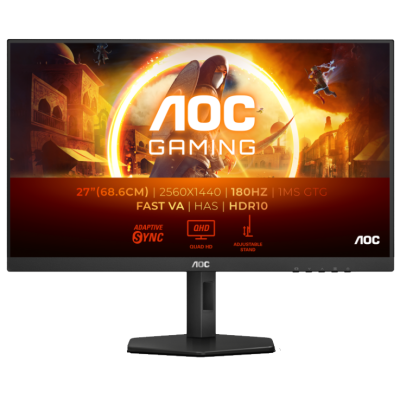 Монiтор TFT AOC 27" Q27G4XN VA QHD 300nit 180Hz 2*HDMI DP Pivot Black Монiтор TFT AOC 27" Q27G4XN VA QHD 300nit 180Hz 2*HDMI DP Pivot Black