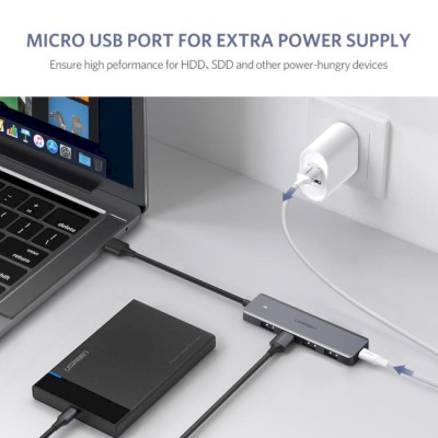 USB-хаб UGREEN CM219 4-Port USB3.0 Hub With USB-C Power Supply (50985) USB-хаб UGREEN CM219 4-Port USB3.0 Hub With USB-C Power Supply (50985)
