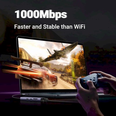 USB-хаб UGREEN CM512 USB Type-C To 2xUSB3.0+HDMI+RJ45+SD&TF +PD Port Converter Gray (60515) USB-хаб UGREEN CM512 USB Type-C To 2xUSB3.0+HDMI+RJ45+SD&TF +PD Port Converter Gray (60515)
