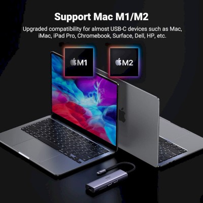 USB-хаб UGREEN CM512 USB Type-C To 2xUSB3.0+HDMI+RJ45+SD&TF +PD Port Converter Gray (60515) USB-хаб UGREEN CM512 USB Type-C To 2xUSB3.0+HDMI+RJ45+SD&TF +PD Port Converter Gray (60515)