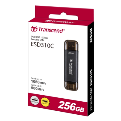 ssd зовнішній TRANSCEND 256GB ESD310C, USB 10Gbps, Type C/A Сірий ssd зовнішній TRANSCEND 256GB ESD310C, USB 10Gbps, Type C/A Сірий