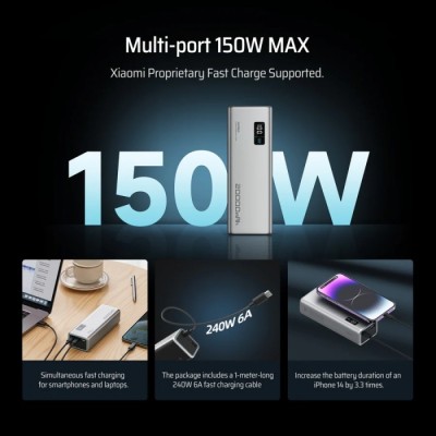 Power Bank CUKTECH PB200P 20000mAh 150W 2C1A сірий Power Bank CUKTECH PB200P 20000mAh 150W 2C1A сірий