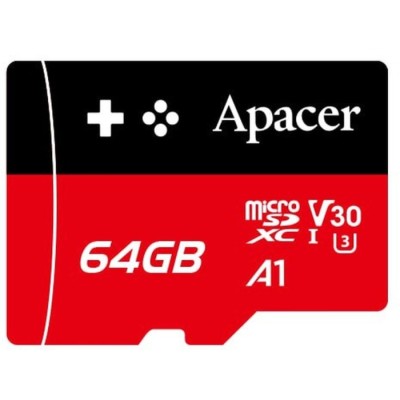 Карта пам'яті Apacer microSDXC UHS-I U3 64GB V30 A1 (AP64GMCSX10U7-RAGC)