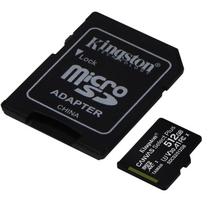Карта пам'яті Kingston microSDXC 512B Canvas Select Plus Class 10 UHS-I U3 V30 A1 + SD-адаптер (SDCS2/512GB)