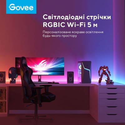 Стрічка світлодіодна розумна Govee H618A RGBIC Basic Wi-Fi + Bluetooth LED Strip Light 5м Білий