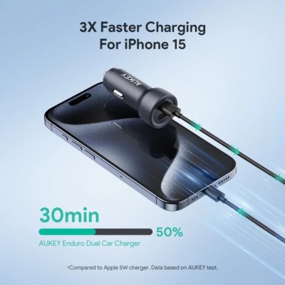 Автомобільний зарядний пристрій Aukey 65W 2C (CC-Y23) чорний