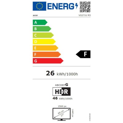 Монітор ACER 27" VG271UM3BMIIPX BLACK UM.HV1EE.301