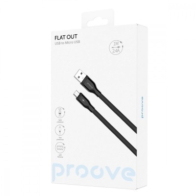 Кабель Proove Flat Out Micro USB 2.4A (1m) (CCFO20001301) Black