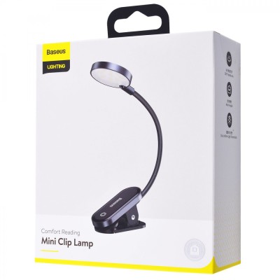 LED Лампа для Дому Baseus Comfort Reading Mini Clip (Dark Gray)(DGRAD-0G)