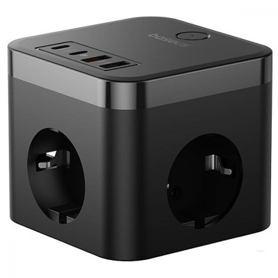 Зарядний Пристрій Baseus PowerCombo Cube Power Strip 30W (3xAC+2xUSB+2xType-C) 1.5m (E00066400117-00) Black