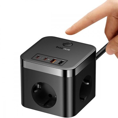 Зарядний Пристрій Baseus PowerCombo Cube Power Strip 30W (3xAC+2xUSB+2xType-C) 1.5m (E00066400117-00) Black