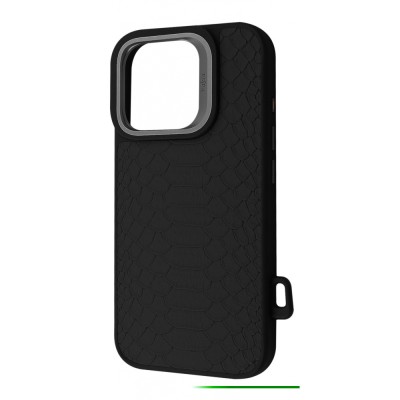 Чохол Kajsa Snake Pattern with Magnetic Ring iPhone 16 Pro black